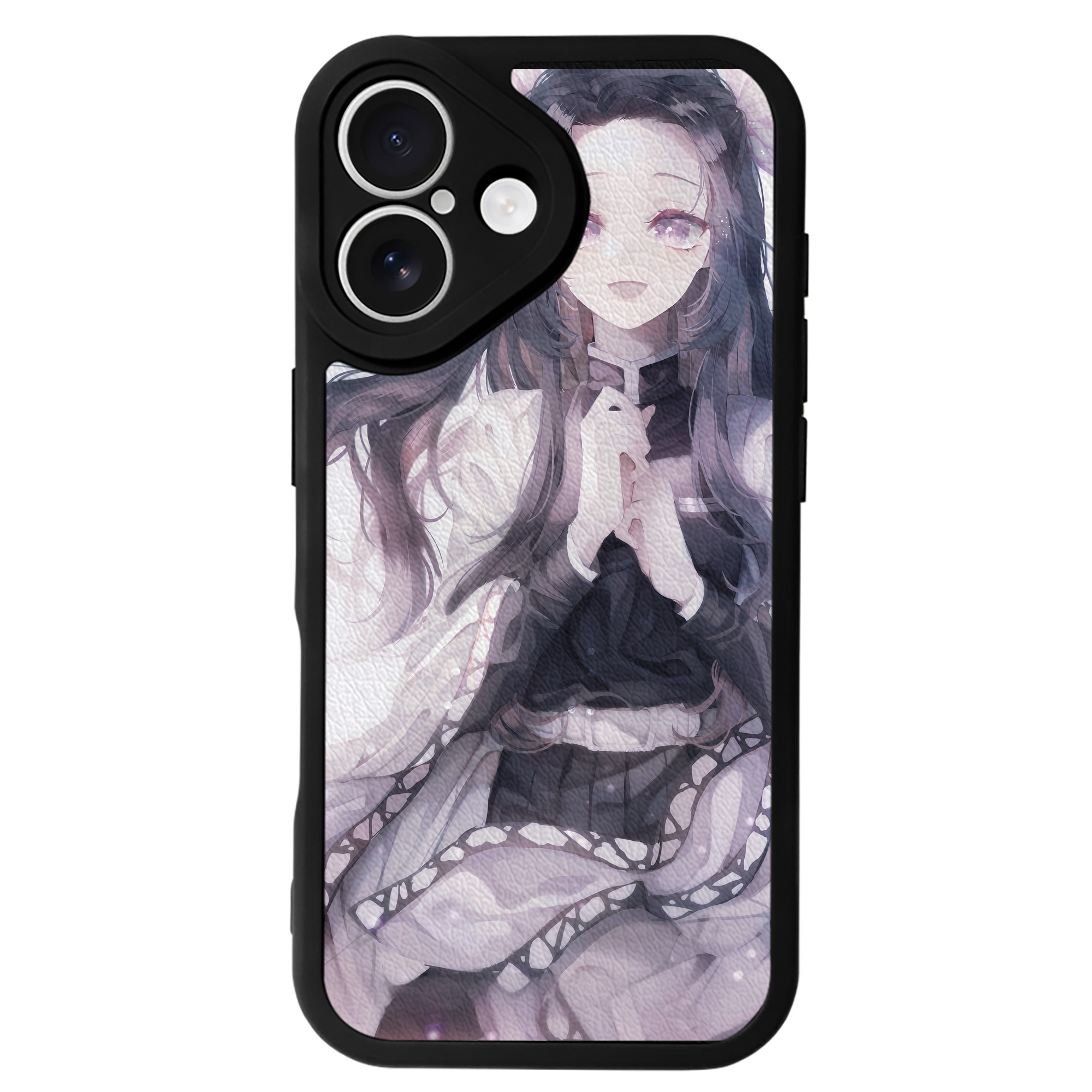 （画像用） 鬼滅の刃（きめつのやいば）蟲柱-胡蝶 しのぶ／こちょう しのぶ Kochou Shinobu 【iPhone 16シリーズ対応】シリコンスマホケース（レザー調） 材質：シリコン